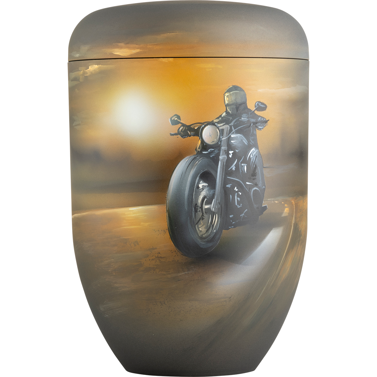 Designer Bio-Urne "Sunset Biker" Motorrad